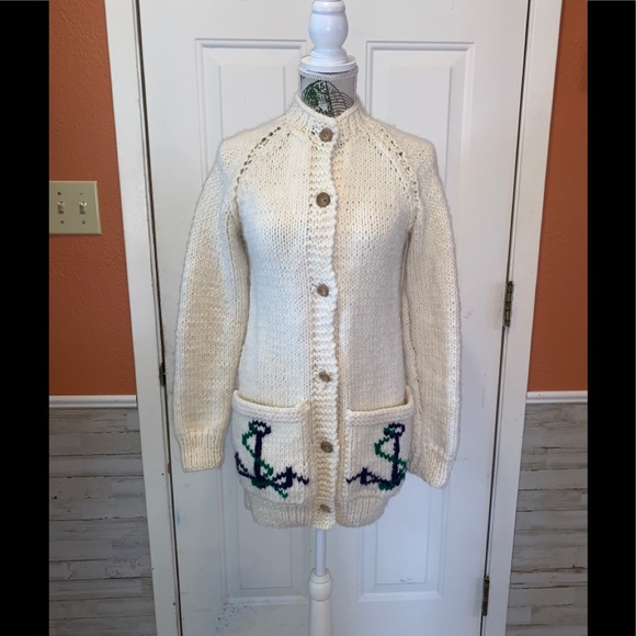 Vintage Sweaters - Adorable Vintage Nautical Theme Wool Cardigan❣️